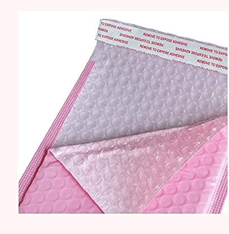 Eco Friendly Custom Waterproof Biodegradable Light Pink Poly Bubble Mailer Courier Bags Padded Envelopes With Own Logo