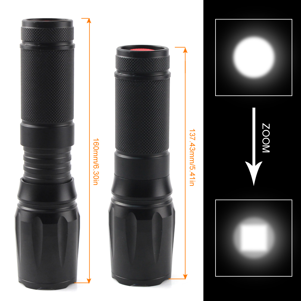 Wholesale led waterproof torch 1000 Lumen LED Rechargeable Zoom Torch FlashLight XM-L T6