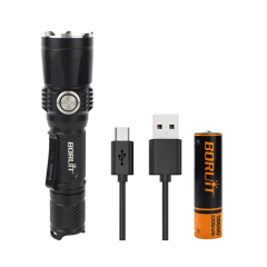 Boruit BC05 Long Range Tactical LED Flashlight Super Bright Micro-USB Rechargeable Torch
