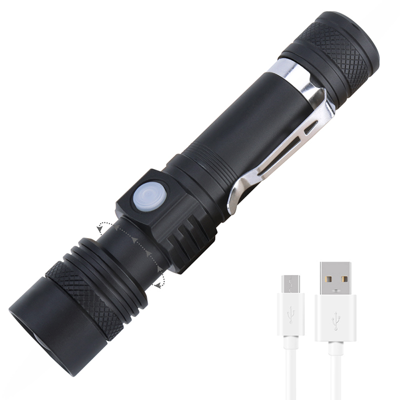 Portable XML T6 Flash Torch Light 1000 Lumens Zoomable 10W USB Rechargeable Led Flashlight