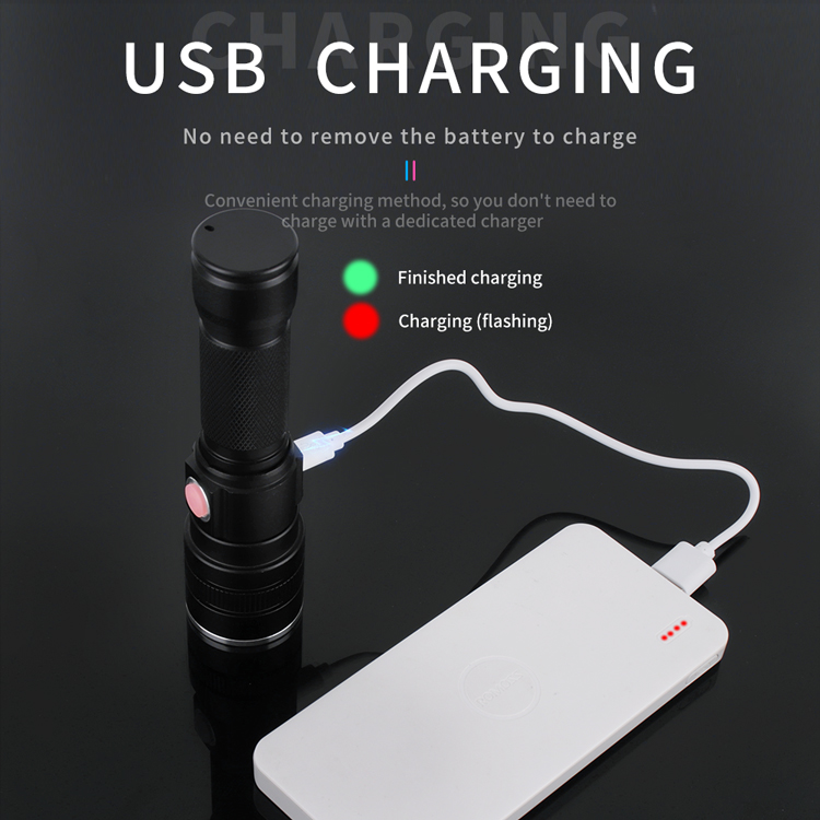 Ultra USB Rechargeable Flash Light Zoomable XHP50 Led Flashlight