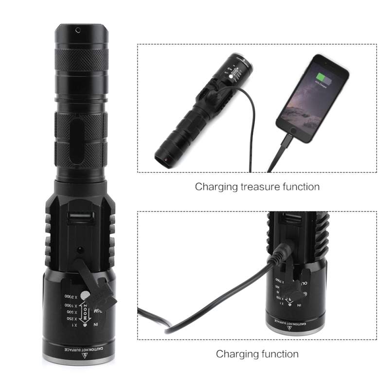 Multi-functional USB Rechargeable LED Flashlight