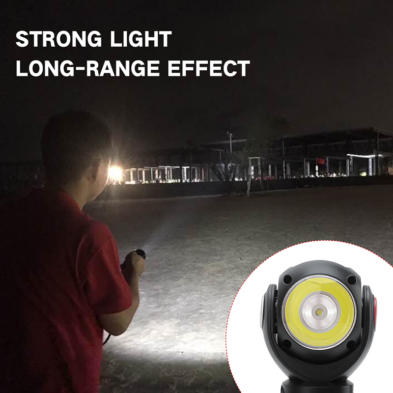 360 Degree Rotating Head Tail Magnet USB Rechargeable Flashlight