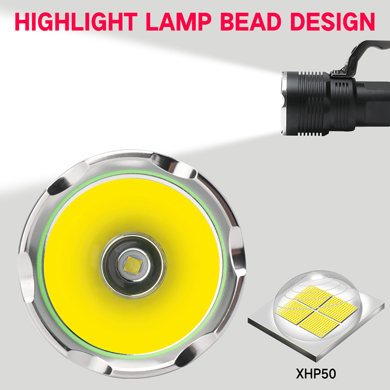High Power 1800 lumen XHP50 Led flash light, rechargeable Powerful Handheld led searchlight