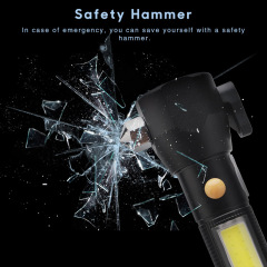 Best Seller Multifunction COB Magnet 18650 Rechargeable Flash light COB LED Torch Safety Hammer Flashlight