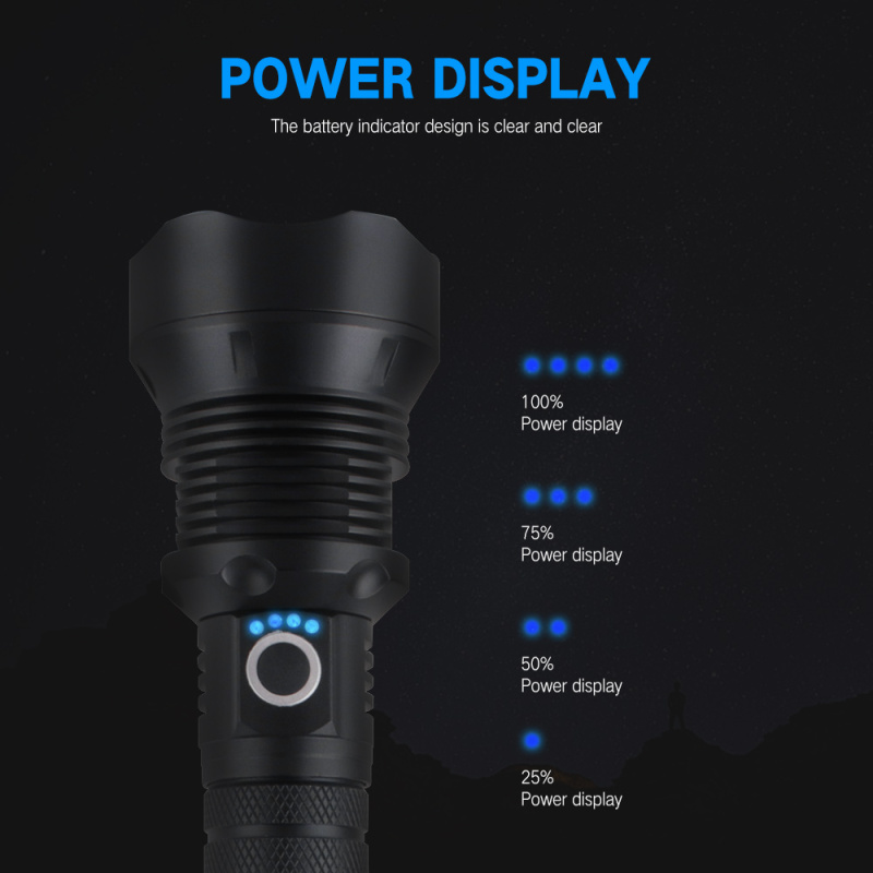 XHP70 Zoom Aluminum USB Rechargeable Tactical LED Flashlight