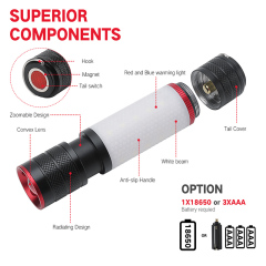 18650 3A Battery Plastic Torch Light Zoomable Led Flashlight for repair