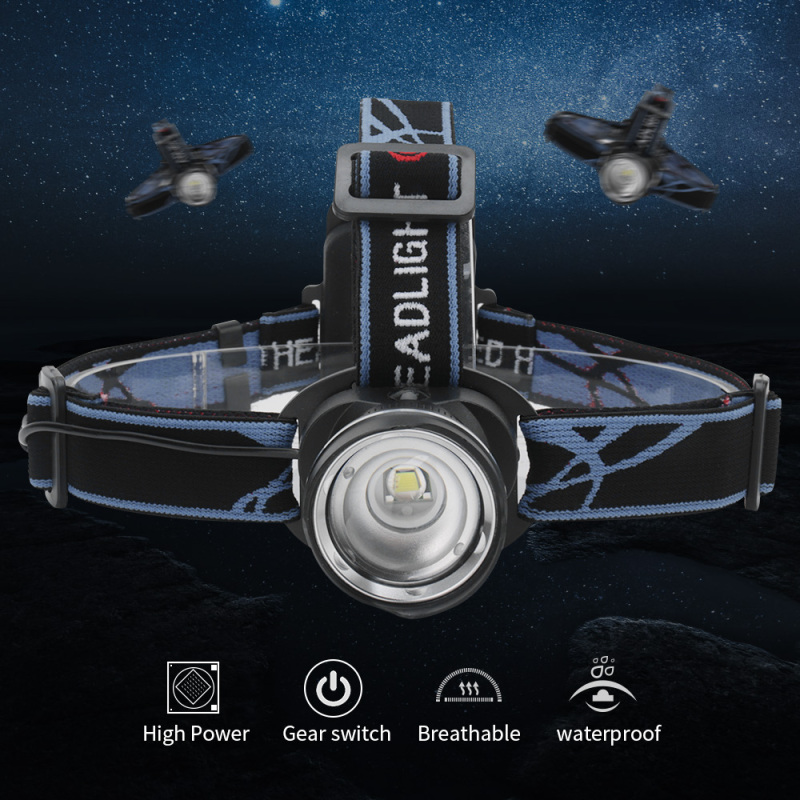 Zoomable 1000 Lumen T6 LED headlamp with 3 AAA Dry battery wide angle