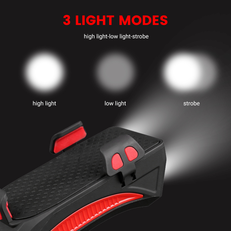 4 in 1 multi function bike light waterproof USB rechargeable bike accessories bicycle front light with horn