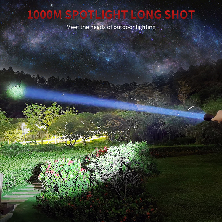 BORUiT C8 Super brightest 1050 Lumen LED Torch, Super Bright 1km Long Range White Laser Flashlight with rechargeable battery