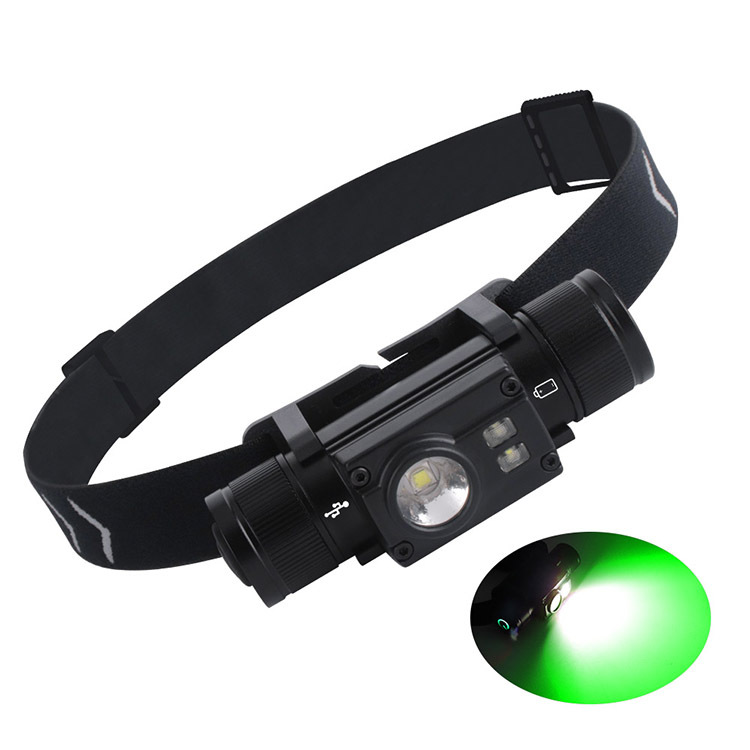 BORUiT HP500 High Power Type C LED Headlamp IPX6 Waterproof Rechargeable Headtorch for Camping Green Light For Hunting Headtorch