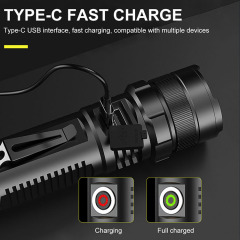 BORUiT Factory high quality aluminum flashlight with magnetic LED telescopic zoom bright hunting hiking rechargeable LED Torch