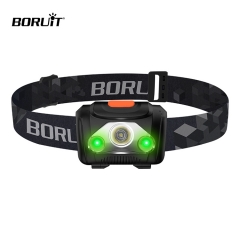 Factory Supply Support customization portable AAA battery 4 modes best LED green light HEADLAMP for running camping fishing