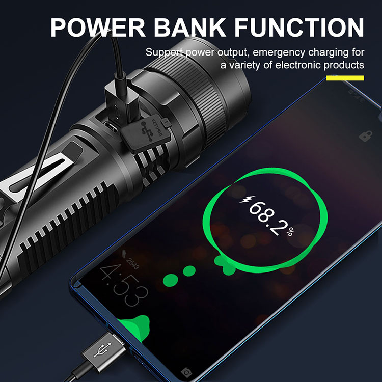 BORUiT Factory high quality aluminum flashlight with magnetic LED telescopic zoom bright hunting hiking rechargeable LED Torch