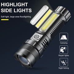 BORUiT Factory high quality aluminum flashlight with magnetic LED telescopic zoom bright hunting hiking rechargeable LED Torch