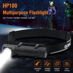 BORUiT 2022 Multifunctional NEW flashlight L2 Highlight USB rechargeable magnetic aluminum HeadTorch with power display function