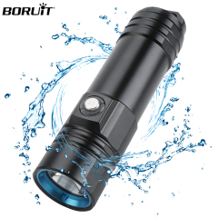 BORUiT 1500lm High Power Diving Flashlight Portable Scuba Torch