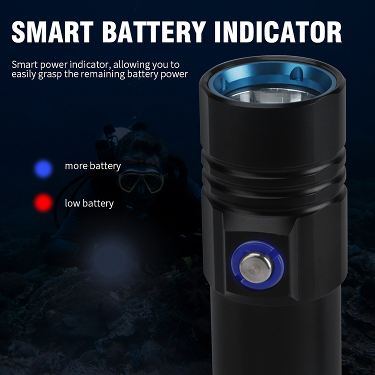 BORUiT 1500lm High Power Diving Flashlight Portable Scuba Torch