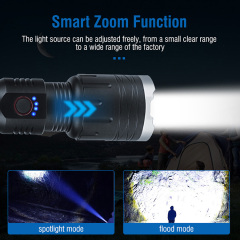 BORUiT 1000 Meters 10000 Lumens Zoom Focus Powerbank Flashlight