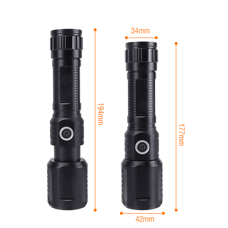 BORUiT 5000lm 500m Super Bright Zoomable Flashlight Portable Powerbank LED Flashlight Torch Lantern