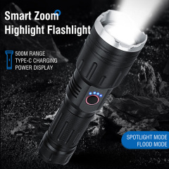 BORUiT 1000 Meters 10000 Lumens Zoom Focus Powerbank Flashlight