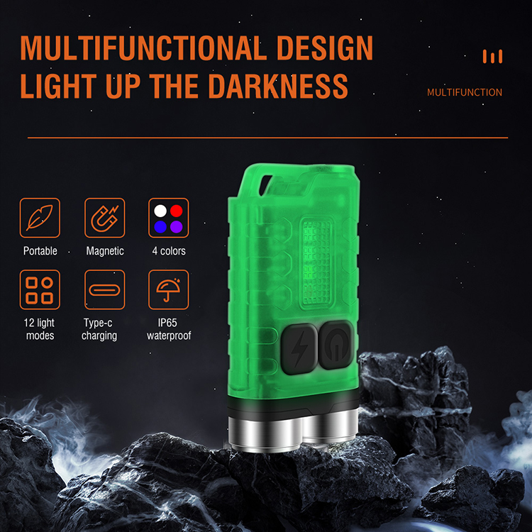 BORUiT V3 Keychain Light 900 Lumen High Power Flashlight Portable EDC ...