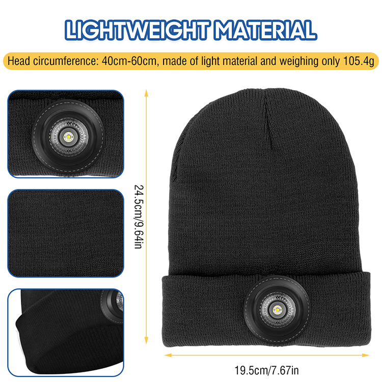 BORUiT GT28 800 Lumens LED Beanie with Light USB Rechargeable Hat Light LED Headlamp