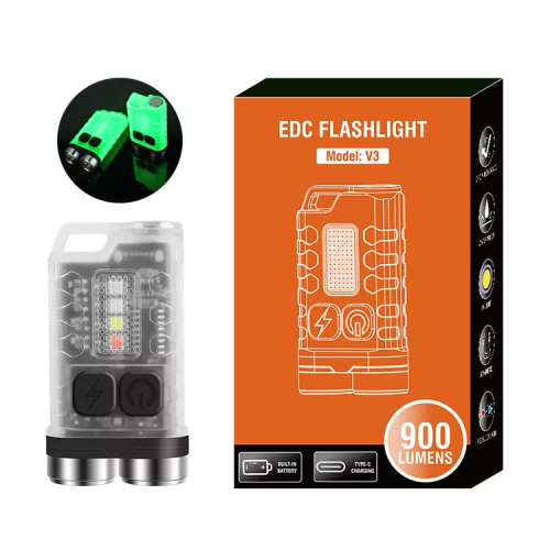BORUiT V3 Keychain Light 900 Lumen High Power Flashlight Portable EDC Keychain Fluorescent UV Hand Torch