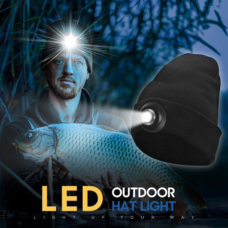BORUiT GT28 800 Lumens LED Beanie with Light USB Rechargeable Hat