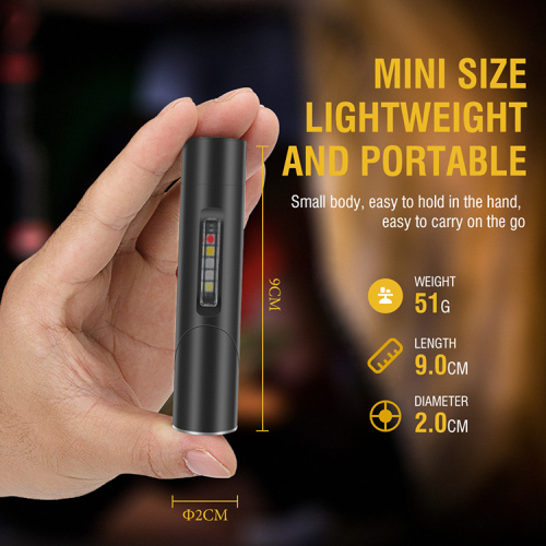 BORUiT V5S Mini Keychain Flashlight Head Rotate Type C Rechargeable UV Light EDC Flashlights
