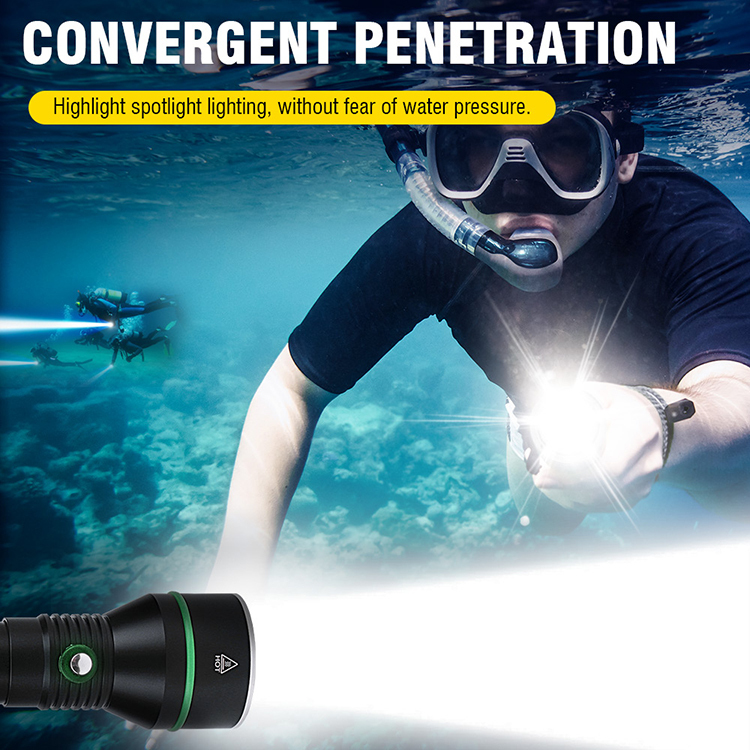 Boruit S5 professional diving flashlight underwater 5000 lumens 110m Long Range Led Scuba Diving Torch Flashlight