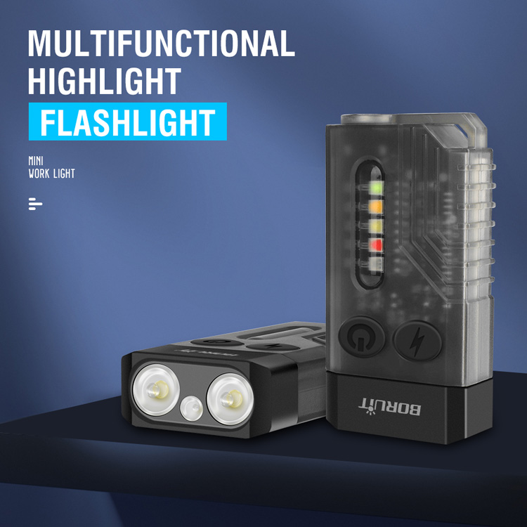 Lanterna Mini BORUIT V10 - 1000 LM Multicolorida Com UV E Ímã