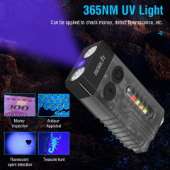 Boruit V10 Mini Led Flashlight 365nm Uv Light High Power 1000 Lumens Multifunctional EDC Flashlight With Beep Warning Magnetic