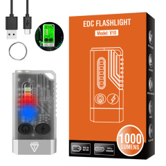 BORUiT Mini Powerful EDC Keychain Flashlight with Magnet UV Light Super Bright 1000LM Rechargeable IP65 Waterproof UV 365 Mini Flashlight