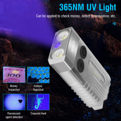 V10 Mini Keychain Flashlight Usb-c Rechargeable Edc Flashlight With UV Light High Power 1000 Lumens Fluorescent Edc Flashlight