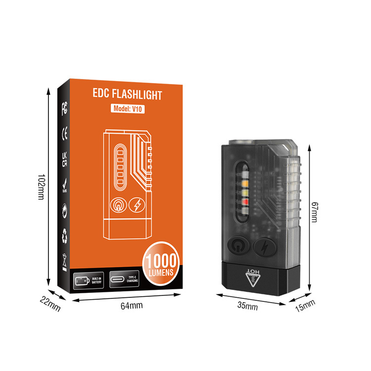 Boruit V10 High Power 1000lm LED Flashlight Keychain Magnet Flashlight Torch with Red Laser Beeping Alarm