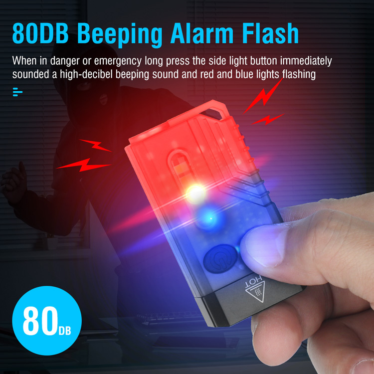Boruit V10 High Power 1000lm LED Flashlight Keychain Magnet Flashlight Torch with Red Laser Beeping Alarm