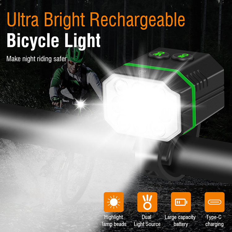 BORUiT L7 10000lm Super High Power Bicycle Light Far Near Dual Source Type C Bike Headlights