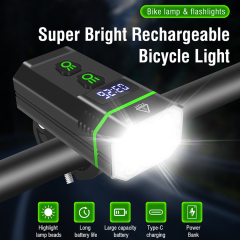 BORUiT L15 10pcs LED 10000lm High Brightness Bike Lights LED Type C Rechargeable Bicycle Front Lamp with Powerbank Function