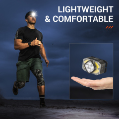 BORUiT New 1200lm Bright Charging Waterproof Led Headlamp Outdoor Portable With Hidden Hook Power Display Induction Headlamp