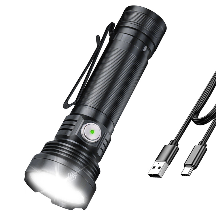 BORUiT Lampe torche frontale B13 micro USB super lumineuse, lampe frontale  zoomable XP-L2 avec 2 piles 18650 + câble USB pour la chasse, le camping,  la marche (rouge)