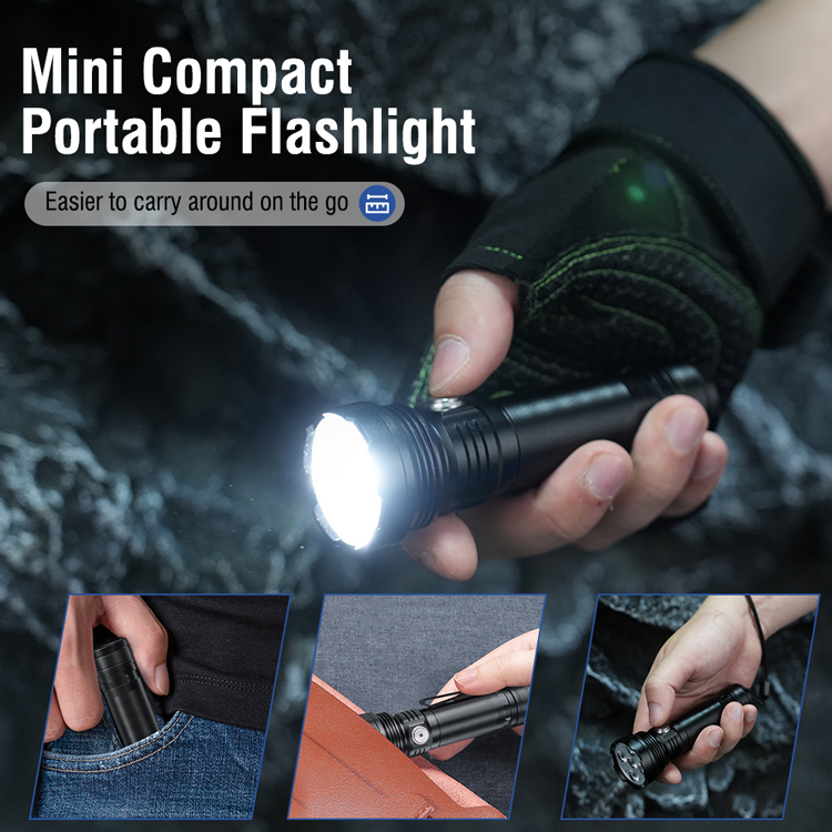 Boruit 2024 New Outdoor Mini Portable Five-Color Light IP67 Waterproof USB C Charging Flashlight with Two-way Clip