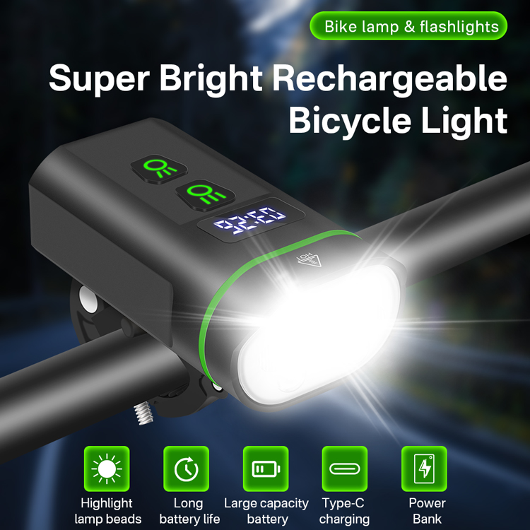 BORUiT L14 Waterproof Outdoor Bicycle Headlight 4000 lumens Aluminum Alloy USB Rechargeable for Night Riding Lighting Bike Lights