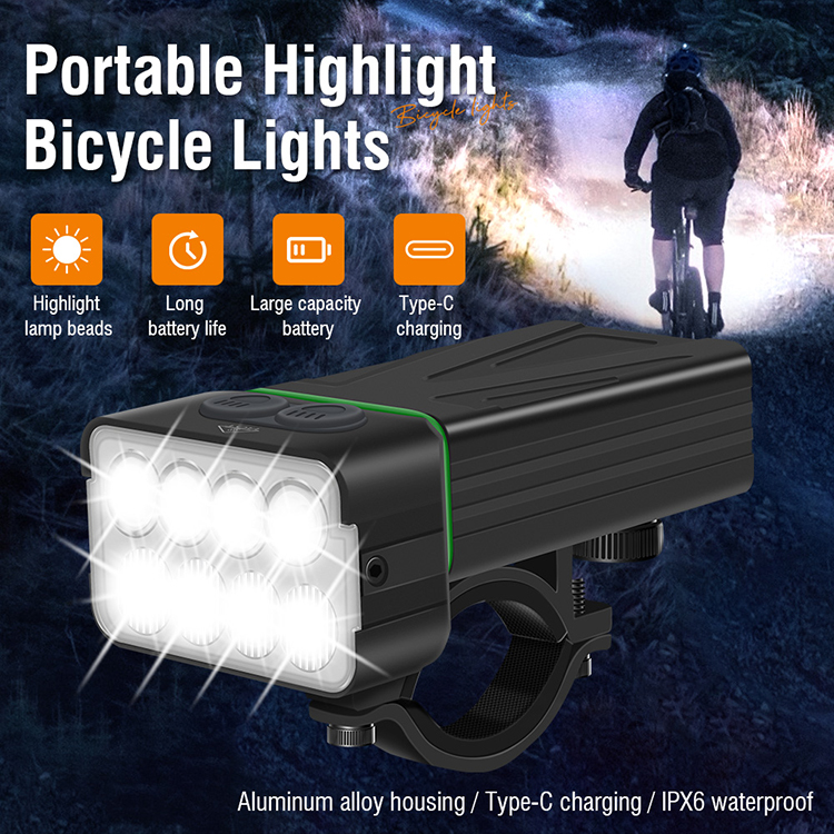 BORUiT L13 2000 Lumens Bicycle Headlight for Night Riding 8 Modes USB Rechargeable Built in 2000mah Battery Bicycle Light