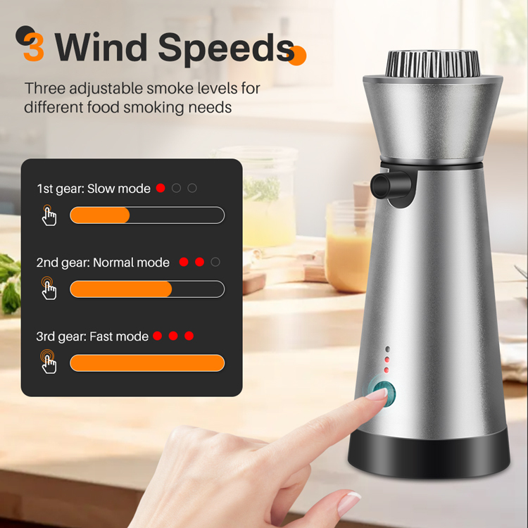 Boruit Smoke Infuser Portable Handheld Adjustable Cold Smoking Gun Food Drink Smoke Infuser for Bar Cooking Meat Barbecue Drinks