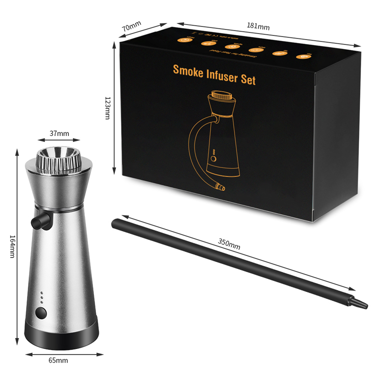 Boruit Smoke Infuser Portable Handheld Adjustable Cold Smoking Gun Food Drink Smoke Infuser for Bar Cooking Meat Barbecue Drinks