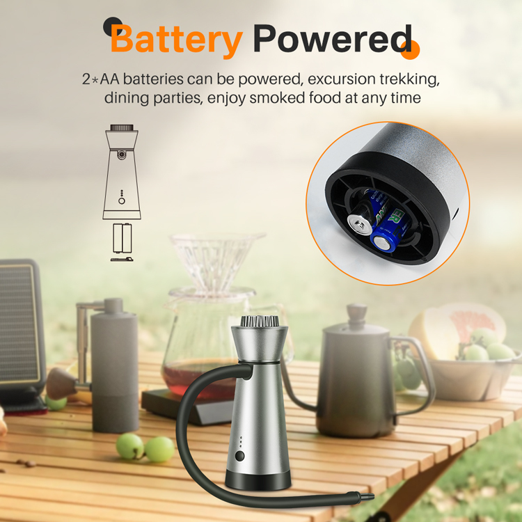 Boruit Smoke Infuser Portable Handheld Adjustable Cold Smoking Gun Food Drink Smoke Infuser for Bar Cooking Meat Barbecue Drinks