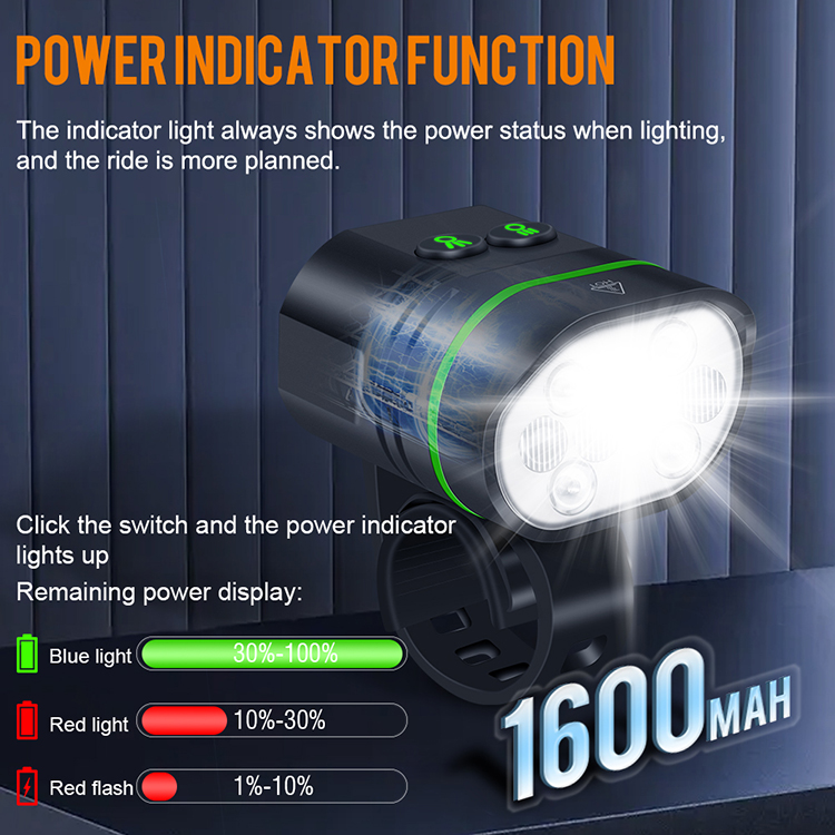 Boruit L5 Bicycle LED Light 1300lm High Bright Night Bike Light USB Charging Outdoor Sports Mountain Bike Accessories