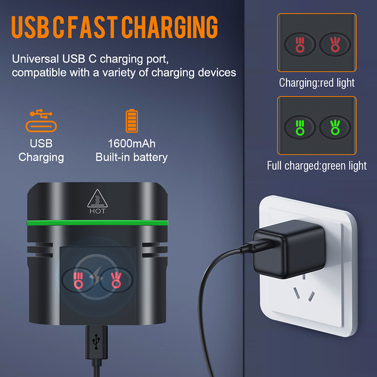 Boruit L5 Bicycle LED Light 1300lm High Bright Night Bike Light USB Charging Outdoor Sports Mountain Bike Accessories