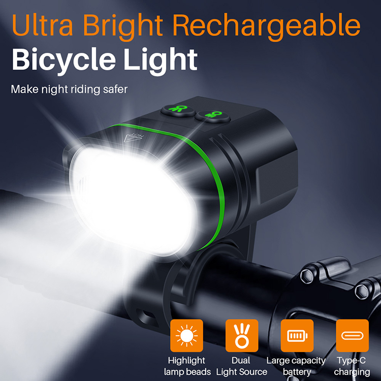Boruit L5 Bicycle LED Light 1300lm High Bright Night Bike Light USB Charging Outdoor Sports Mountain Bike Accessories